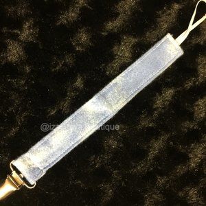 Sky Blue Print Pacifier Clip HAND CRAFTED (2) PC1162 Boutique